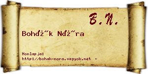 Bohák Nóra névjegykártya